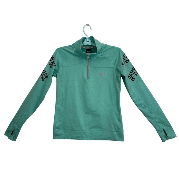 VICTORIA SECRET PINK Ultimate half zip pullover Size Medium Mint Activewear - Picture 1 of 15